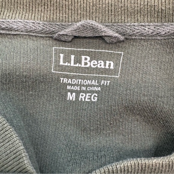 L.L. Bean Men's Green Full Zip Sweater Two-Tone Elbow Patches Cotton Size Medium - Picture 7 of 12